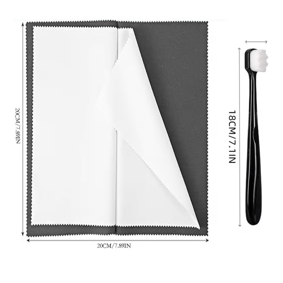 Silver Jewelry Cleaning Kit | Polishing Cloths + Soft Brushes | Gold Rings Chain - Picture 3 of 3